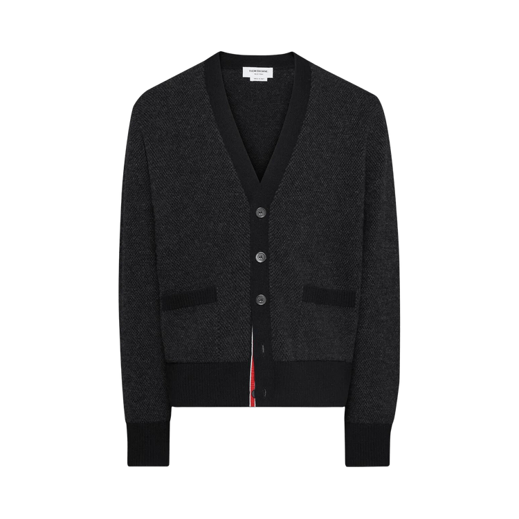 Thom Browne Textured Stitch V Neck Knitwear 'Black'
