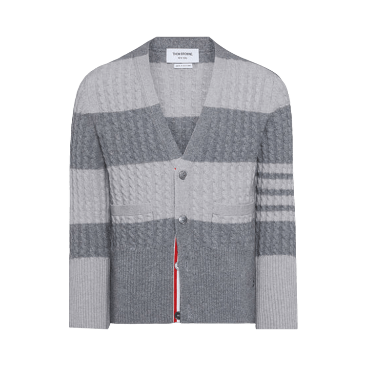 Thom Browne 4 Bar Stripe Classic Neck Cardigan 'Tonal Grey'
