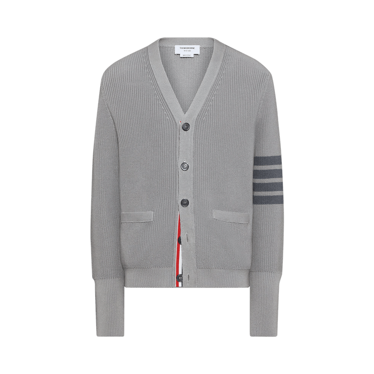 Thom Browne Tonal 4 Bar Stripe V Neck Cardigan 'Light Grey'