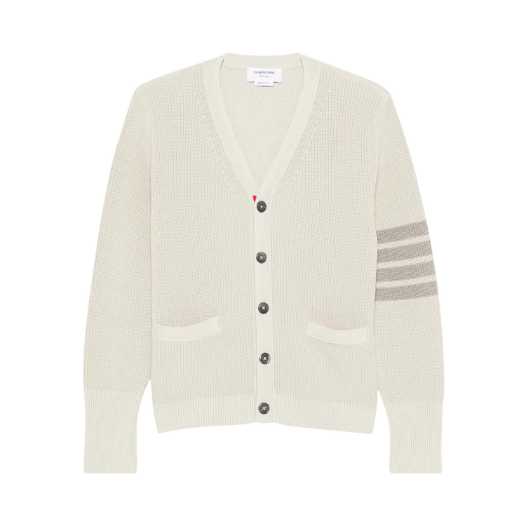 Thom Browne Tonal 4 Bar Stripe V Neck Cardigan 'Beige'
