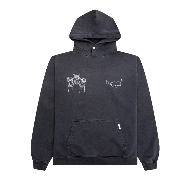 Represent Clo Hand Drawn Thoroughbred Dogs Hoodie 'Aged Black'
