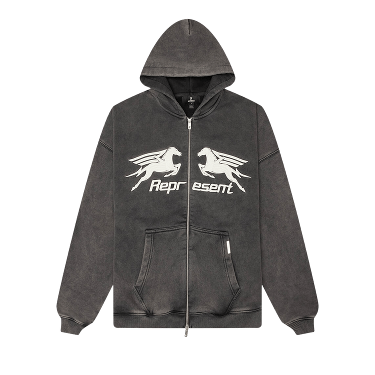 Represent Clo Pegasus Zip Through Hoodie 'Vintage Grey'
