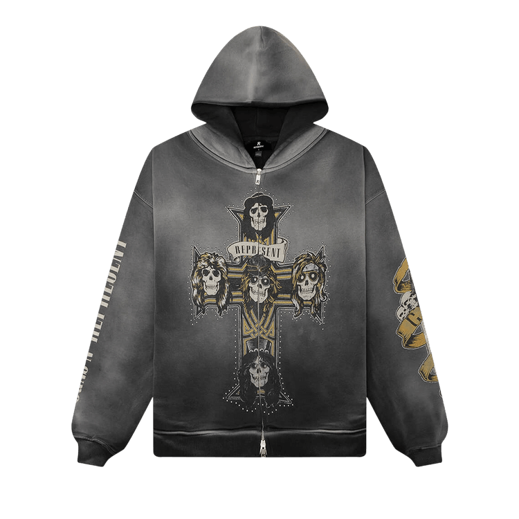 Represent Clo x Guns N' Roses Cross Zip Through Hoodie 'Stained Black'