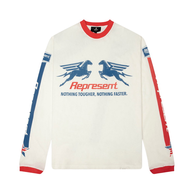 Represent Clo Mesh Pegasus Long-Sleeve T-Shirt 'Flat White'