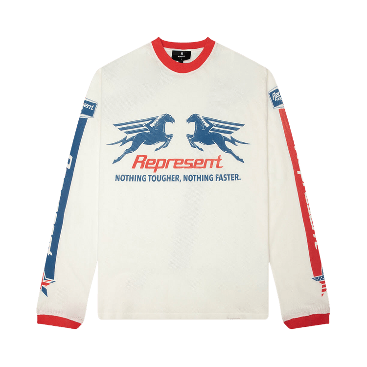 Represent Clo Mesh Pegasus Long-Sleeve T-Shirt 'Flat White'