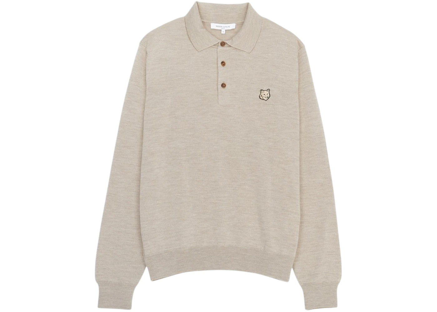 Maison Kitsune Bold Fox Head Collar Knitwear Beige