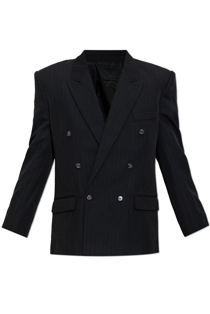 Willy Chavarria Manuel Pinstripe Double-Breasted Blazer