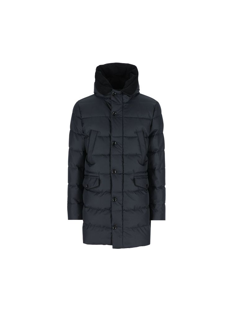 Moorer Quilted Hooded Long Coat