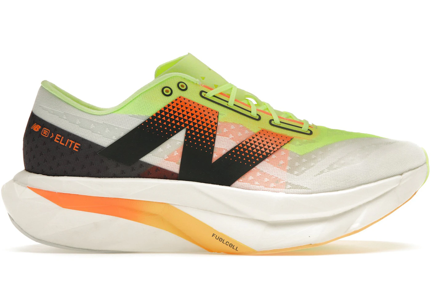 New Balance FuelCell SuperComp Elite v4 White Bleached Lime Glo Hot Mango