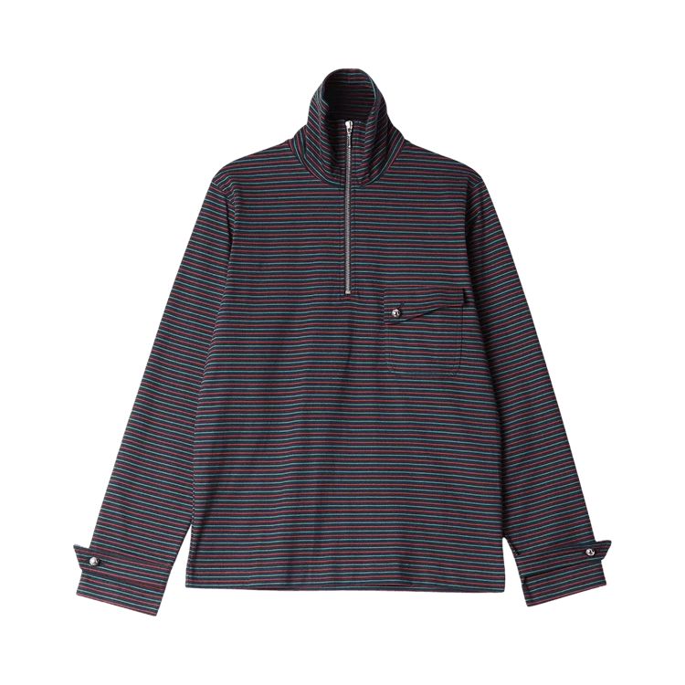 Wales Bonner Stripe Jersey Franco Half Zip Top 'Navy Multicolor'