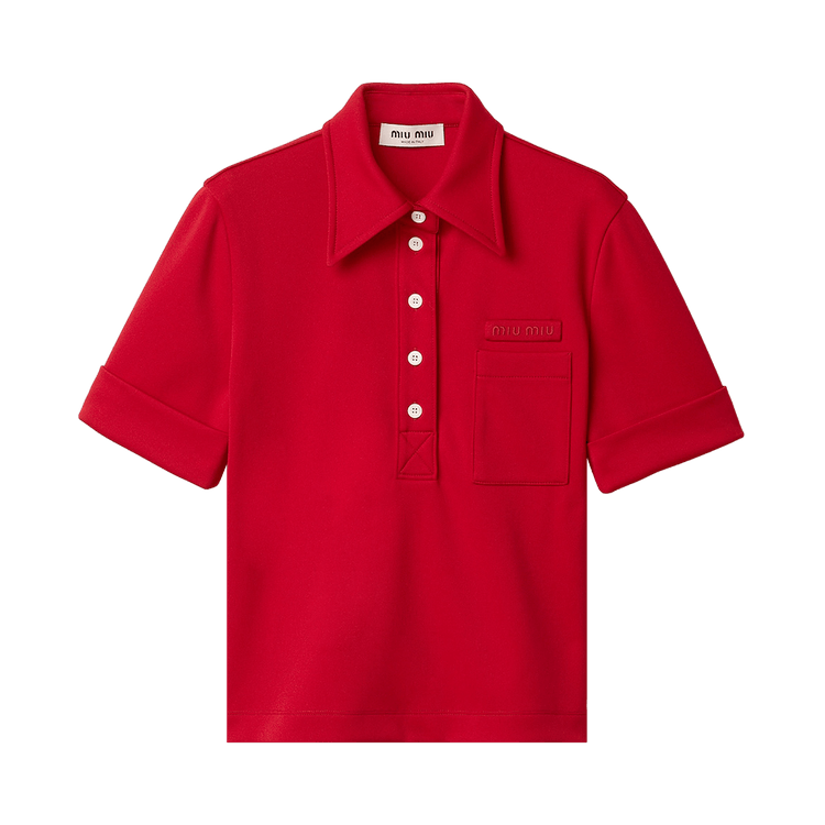Miu Miu Jersey Polo Shirt 'Ruby Red'
