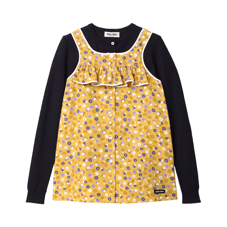 Miu Miu Poplin Wool Top 'Yellow/Purple'