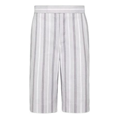 THOM BROWNE Madras Cotton Repp Stripe Backstrap Shorts 'Grey'
