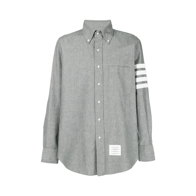 Thom Browne Straight Fit Shirt with 4 Bar In Chambray 'Medium Grey'