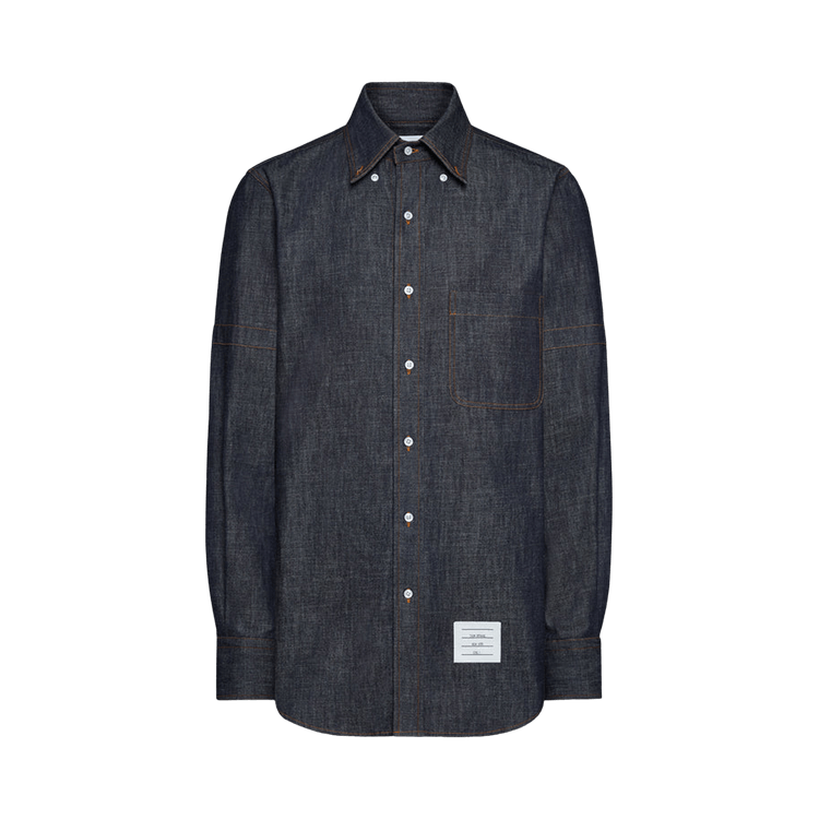 Thom Browne Long-Sleeve Denim Straight Fit Shirt 'Navy'