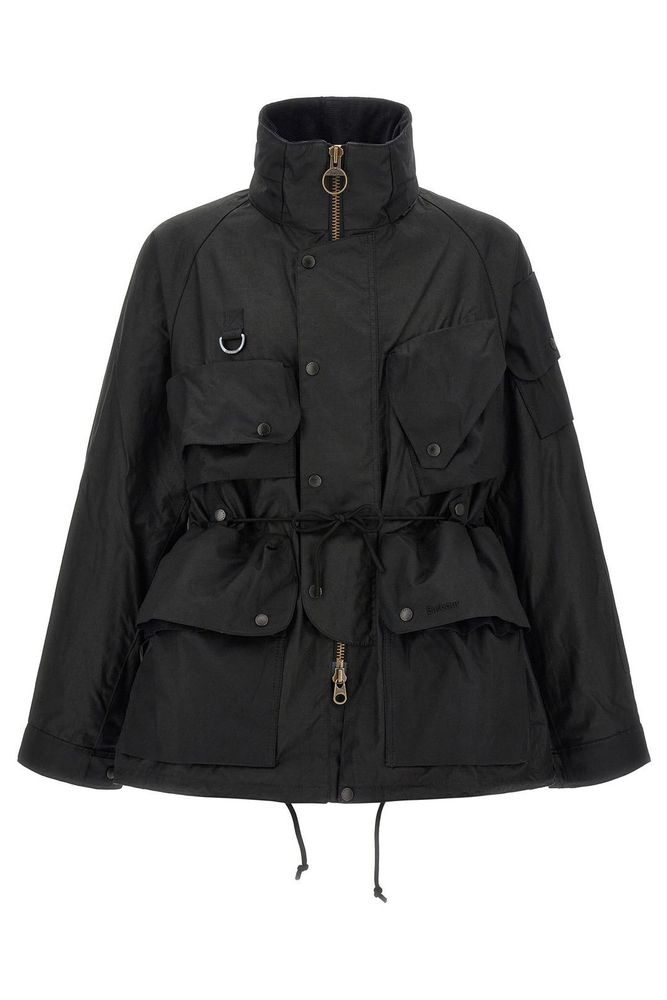 Barbour X Norbit Drawstring-Waist High-Neck Waxed Jacket
