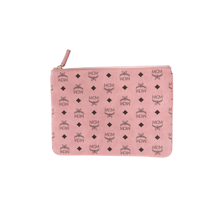 MCM Aren Visetos Flat Pouch Bag 'Soft Pink'