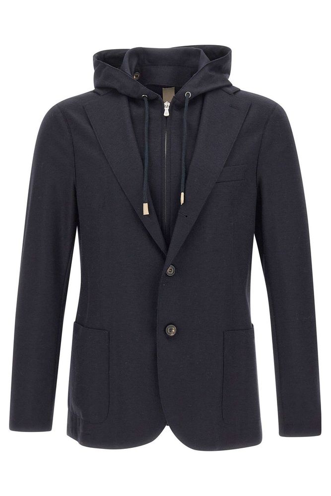 Eleventy Removable Hood Single-Breasted Blazer