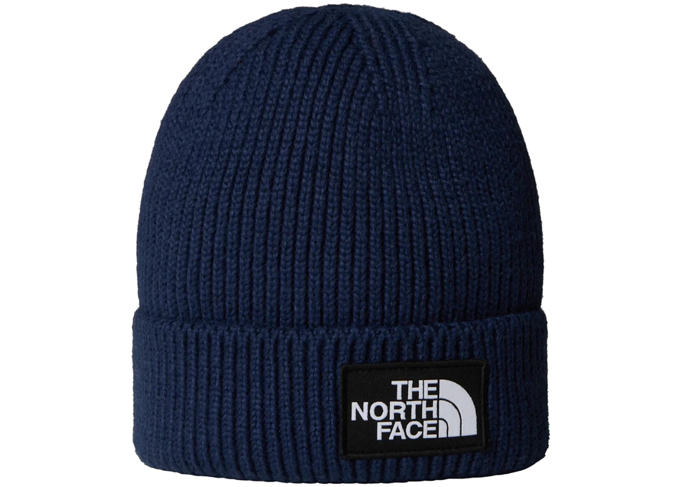 The North Face Logo Box Cuffed Beanie Navy Blue