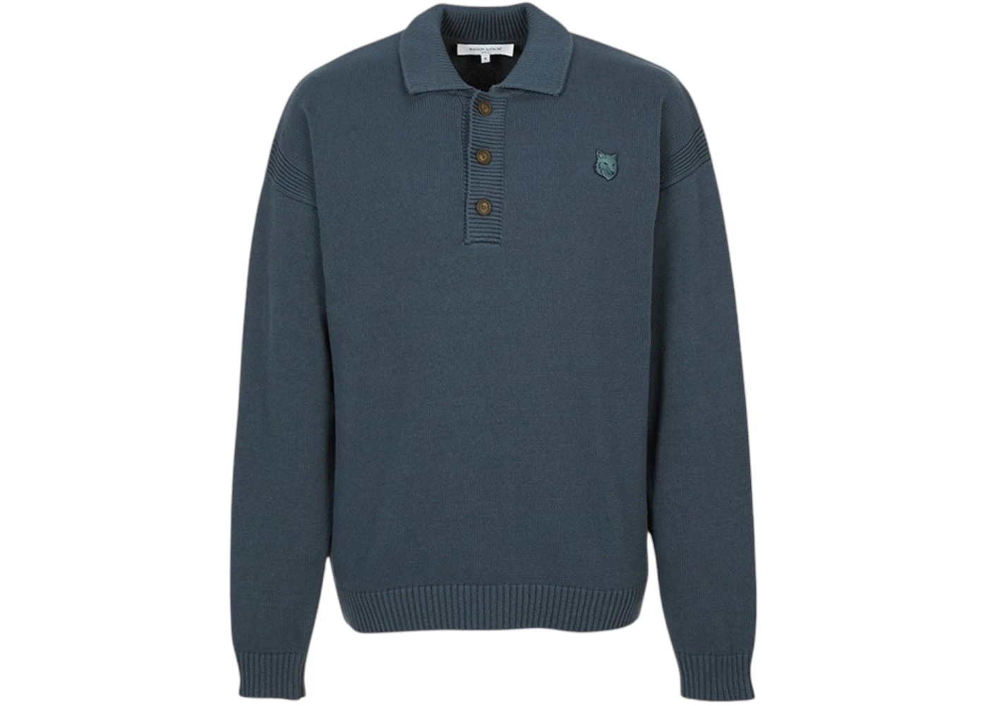 Maison Kitsune Bold Fox Head Collar Sweater Navy