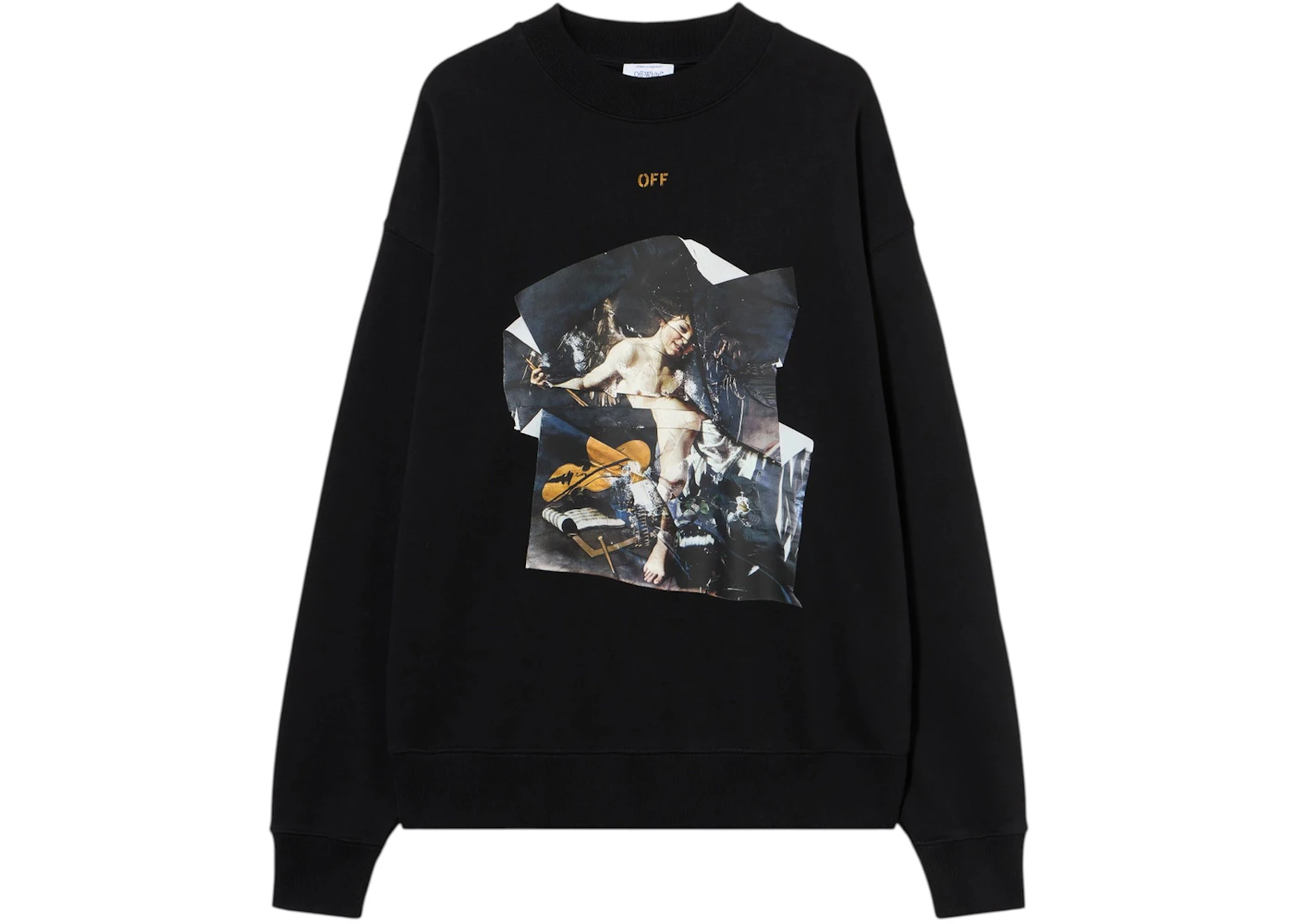 OFF-WHITE Cupid Paper Skate Crewneck Sweatshirt Black/Ocher Yellow
