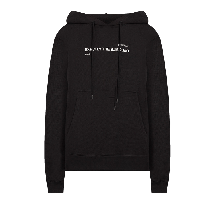 Off-White Slogan Print Drawstring Hoodie 'Black White'