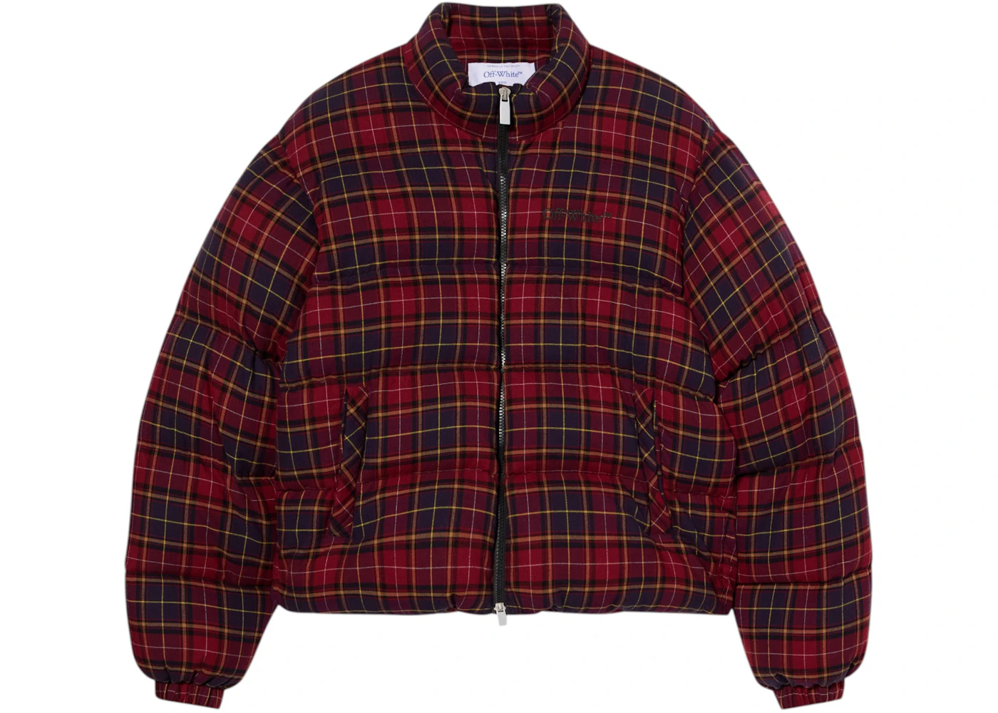 OFF-WHITE Spray Arrow Check Flannel Down Jacket Bordeaux/Purple-Black