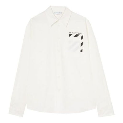 Men's Off-White FW22 Pocket Diagonal Stripes Printing Long Sleeves White Shirt
