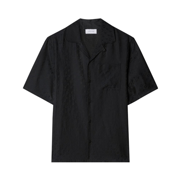 Off-White Logo Jacquard Camp Collar Shirt 'Black'
