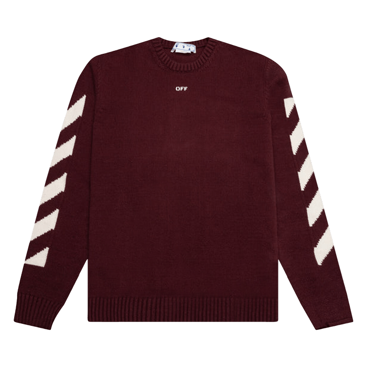 Off-White Diag Arrow Knit Crewneck 'Barolo/White'