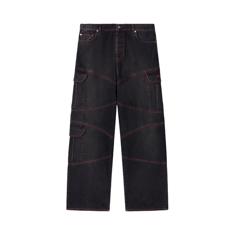 Off-White Script Samurai Straight Jeans 'Vintage Black/Red'