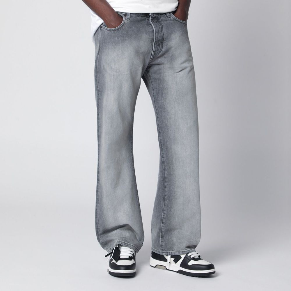 Off-White Diagonal Motif Straight-Leg Jeans