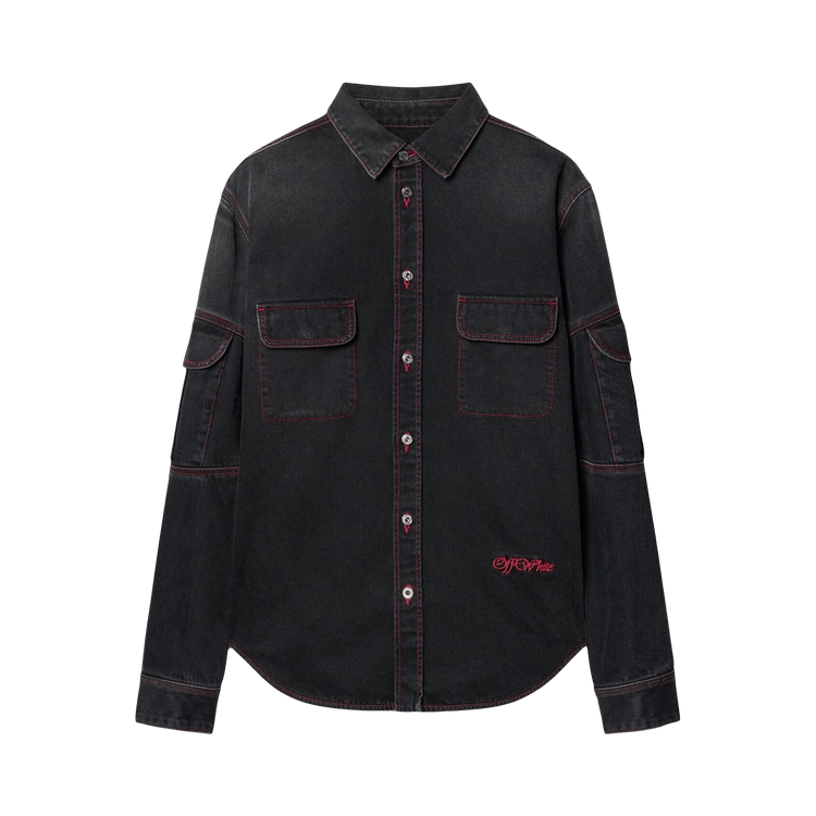 Off-White Script Samurai Den Shirt 'Vintage Black/Red'