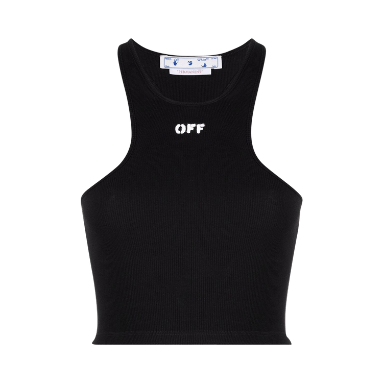 Off-White Off Stamp Ribbed Rowing Top 'Black/White'