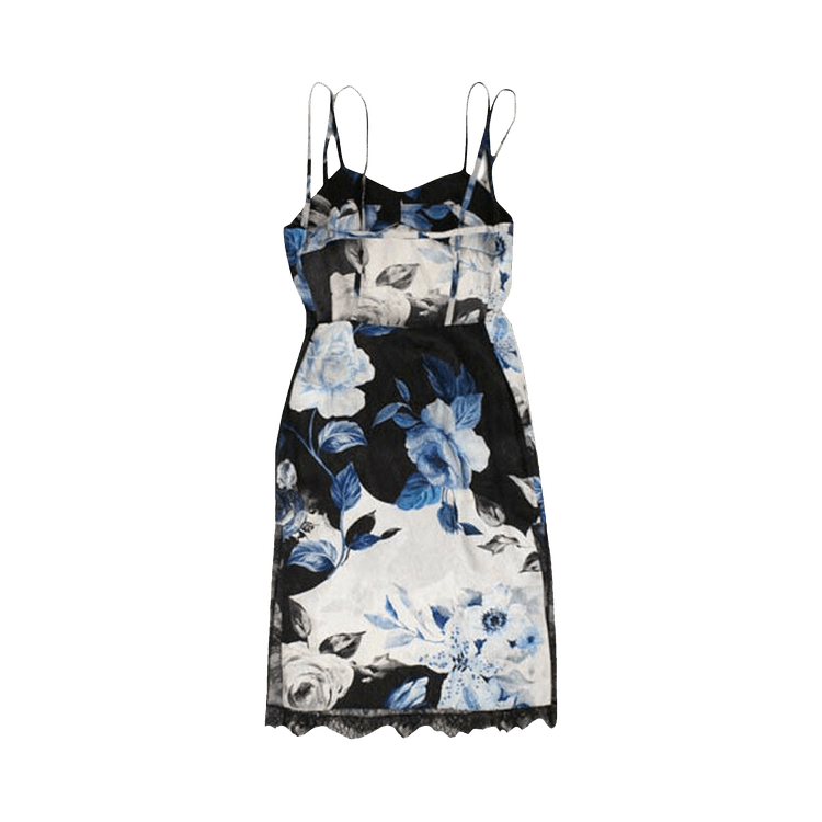 Off-White Rose Print Slip Dress 'Black'