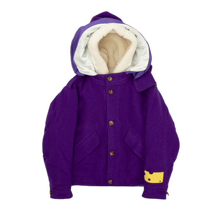 Off-White Wool Hooded Short Parka 'Violet'