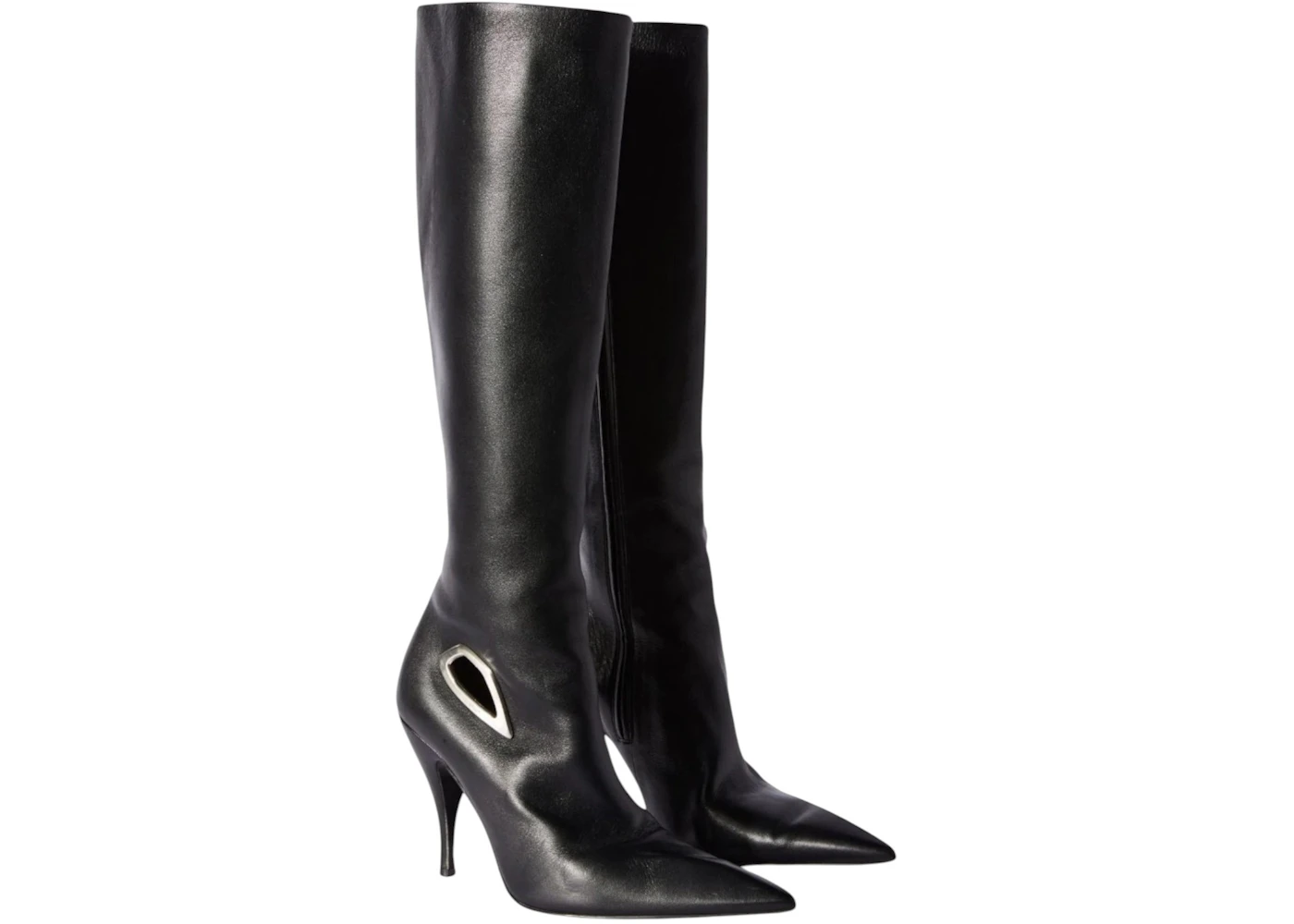 OFF-WHITE Crescent Knee High Leather Boots Black (Women's)