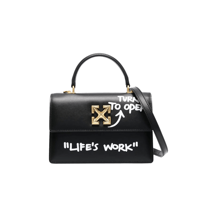 Off-White Jitney 1.4 Top Handle Quote Bag 'Black/White'