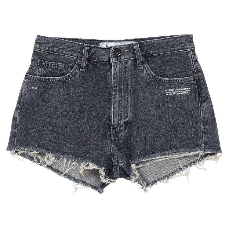 Off-White Corporate Frayed Denim Shorts 'Grey/White'