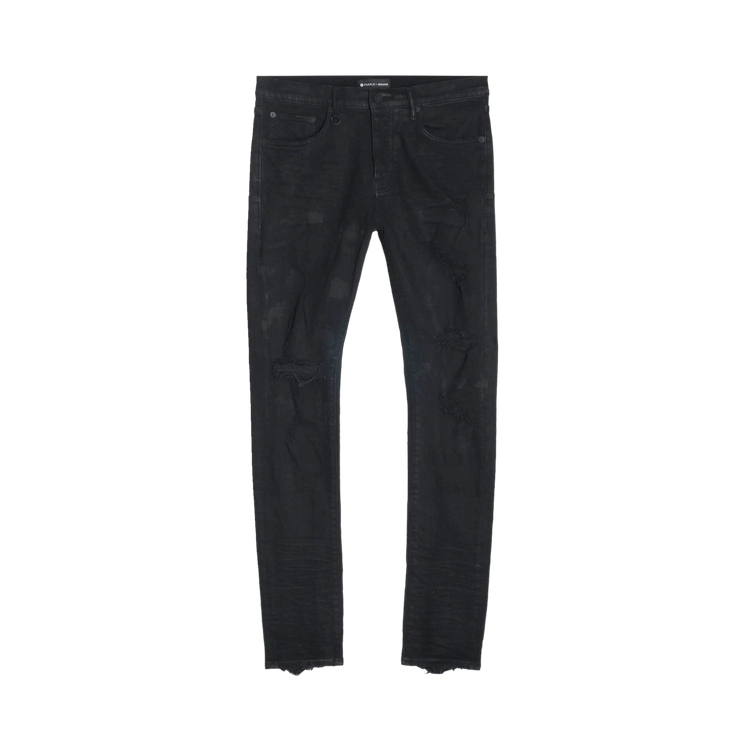 PURPLE BRAND Oil Spill Low Rise Skinny Jean 'Black'