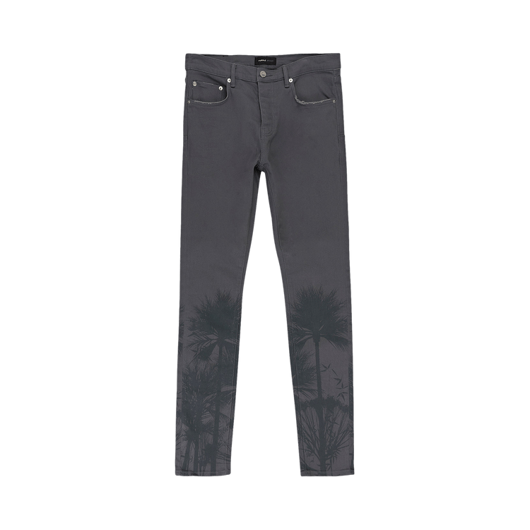 PURPLE BRAND Palms Print Skinny Jeans 'Charcoal'