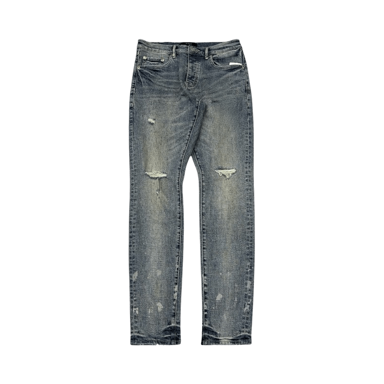 PURPLE BRAND Worn Slashed Paint Denim 'Light Indigo'