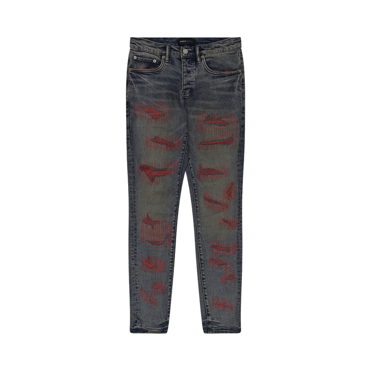 PURPLE BRAND Weft Blowout Jeans 'Mid Indigo/Red'