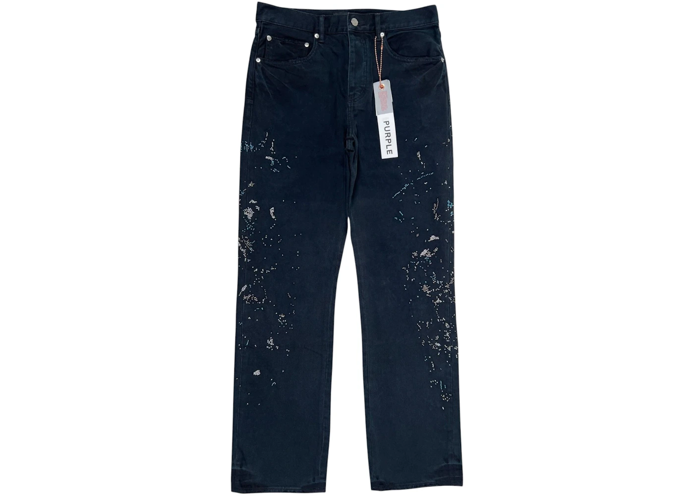 Purple Brand P011-BPIB425 Beaded Splatter Jeans Black