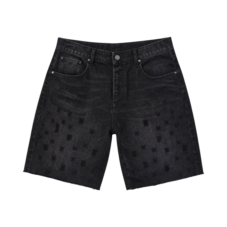 PURPLE BRAND Denim Beaded Monogram Shorts 'Black'