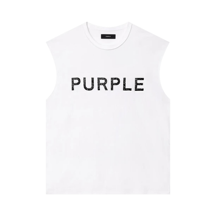 PURPLE BRAND Textured Sleeveless Tee 'White'