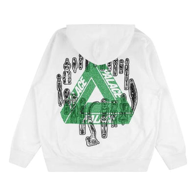 Men's PALACE Jheeze Printing Logo hooded Long Sleeves White