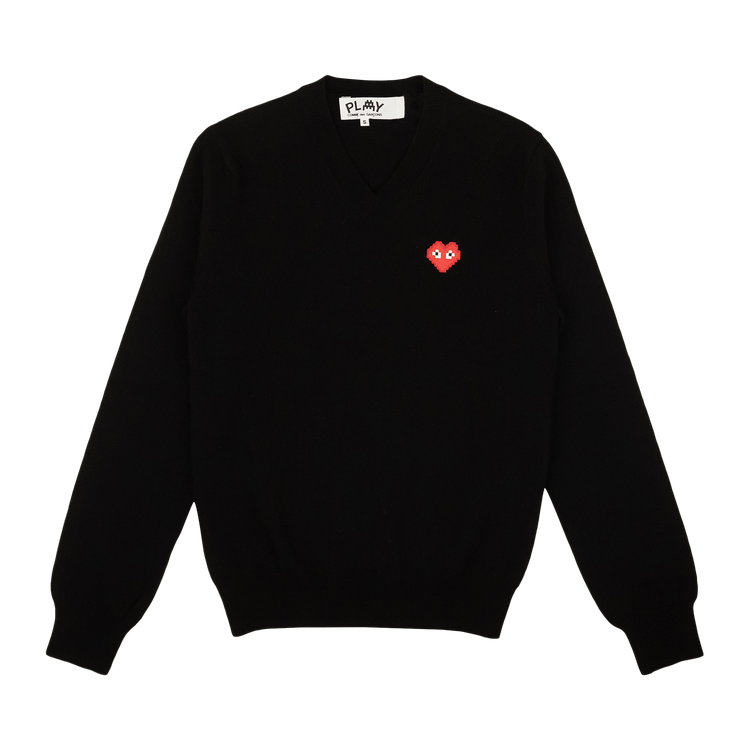 Comme des Garçons Heart V-Neck Sweater 'Black'