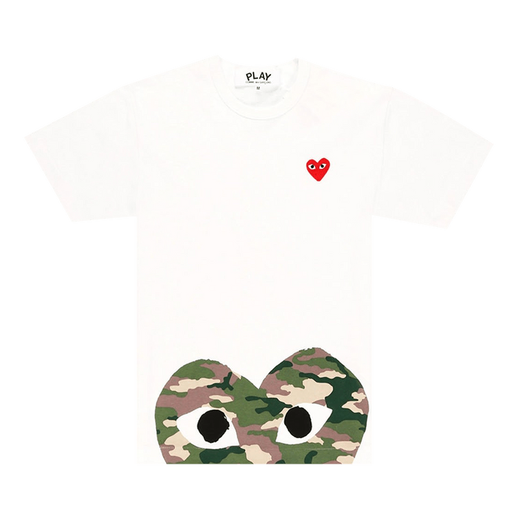 Comme des Garçons PLAY Camouflage Half Heart Tee 'White'