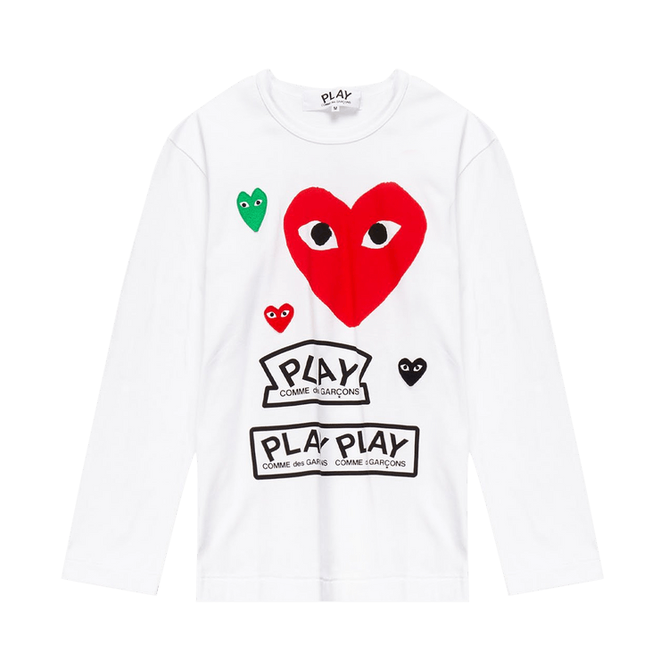 Comme des Garçons PLAY Miscellaneous Logo Long-Sleeve Tee 'White/Red'